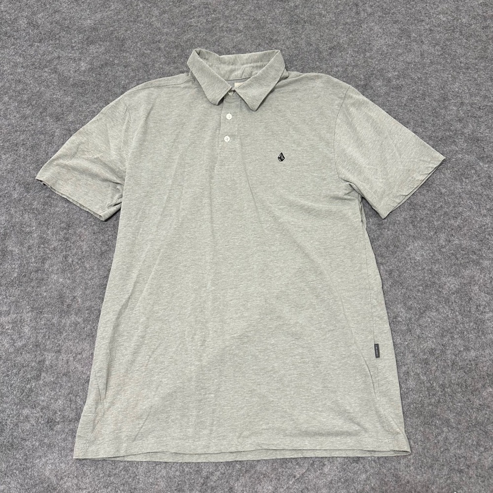 Volcom Polo Shirt Mens Large Gray Short Sleeve Casual Solid Stone Logo A01314S0